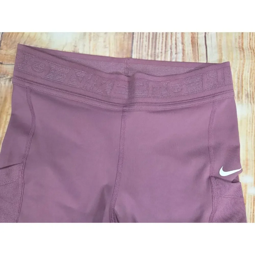 Nike Pro 7/8 training leggings w/ Side Drop In Pockets Mauve Size Small